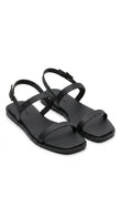 Calvin Klein Women Square Toe Ankle Strap Flat Sandals - Black