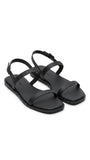 Calvin Klein Women Square Toe Ankle Strap Flat Sandals - Black