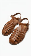 ZARA Women Woven Caged Flat Sandals - Brown
