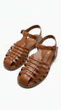 ZARA Women Woven Caged Flat Sandals - Brown