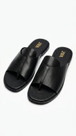 ZARA Women's Thong Strap Leather-Effect Sandals - Black