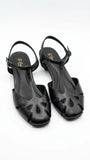 ZARA Women's T-Strap Cutout Low Heel Sandals - Black