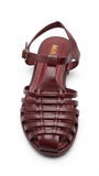 ZARA Women's Woven Fisherman Sandals - Burgundy