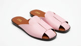 ZARA Women's Crossover Strap Flat Mules - Light Pink