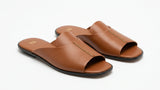 ZARA Tan Open Toe Mules with Metallic Bar