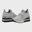 KARL LAGERFELD Women's Knit Wedge Slip-On Trainers - Silver