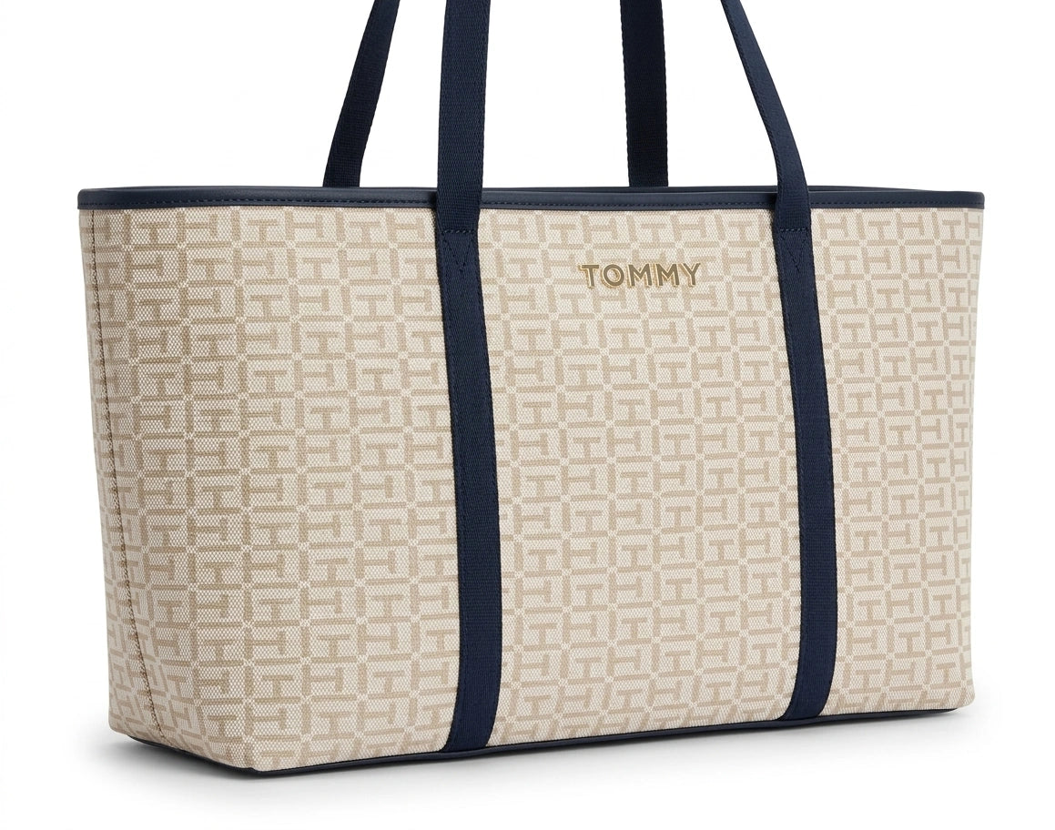 Tommy Hilfiger Monogram Tote Bag - Ecru/Navy