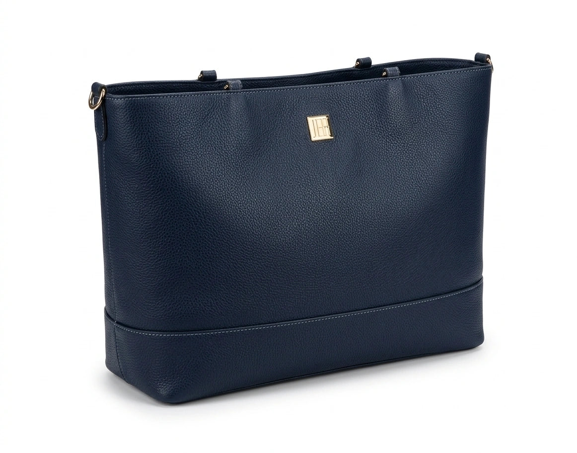 Tommy Hilfiger Women's Grained Faux Leather Tote Bag - Navy Blue
