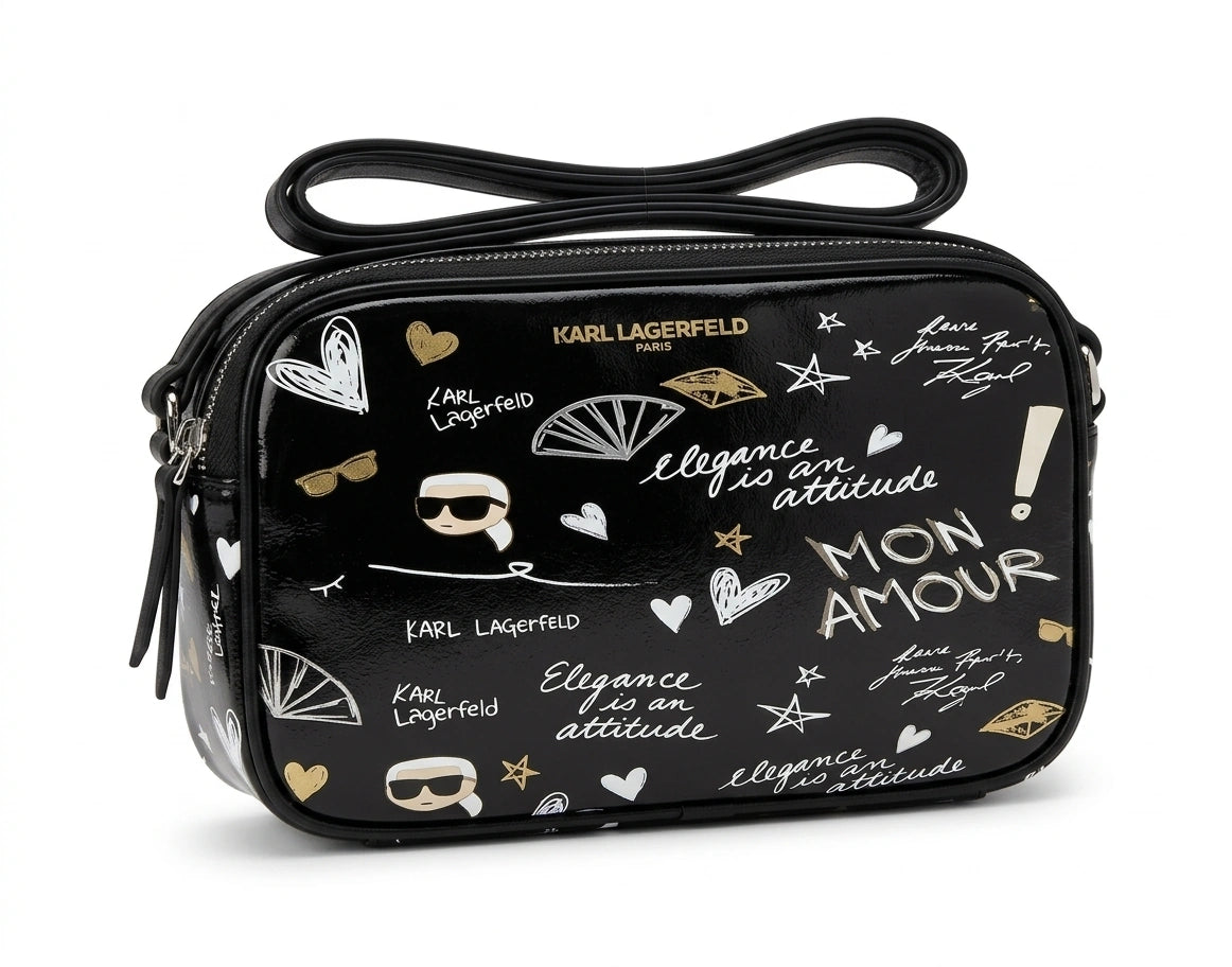KARL LAGERFELD Women's Ikonik Graffiti Crossbody Bag - Black