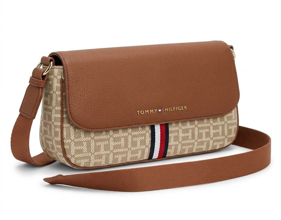 Tommy Hilfiger TH Monogram Mix Crossbody Bag - Brown
