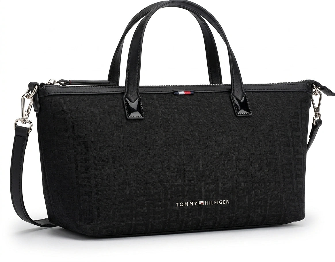 Tommy Hilfiger Women Monogram Jacquard Tote Bag - Black
