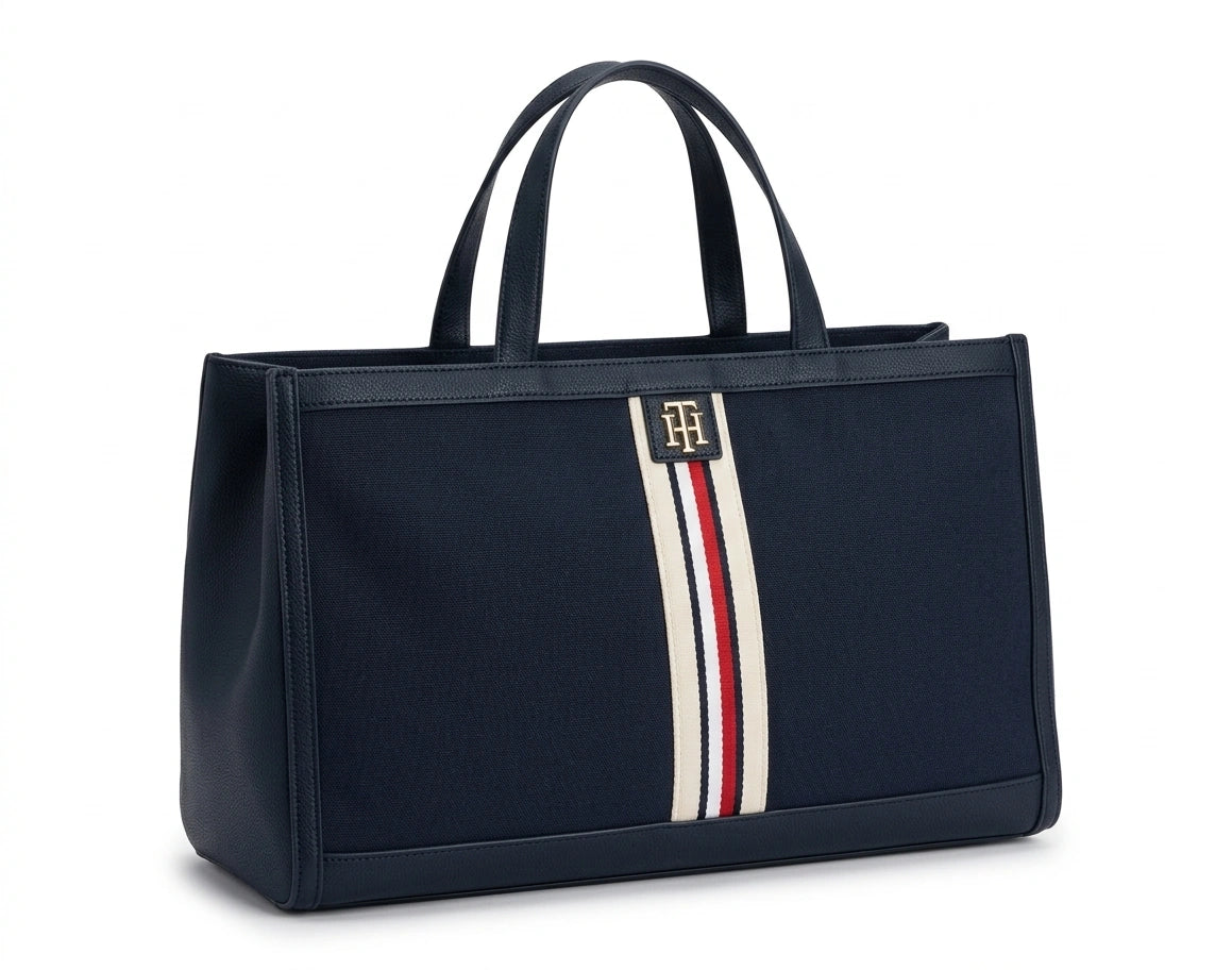Tommy Hilfiger Iconic Stripe Canvas Tote Bag - Navy