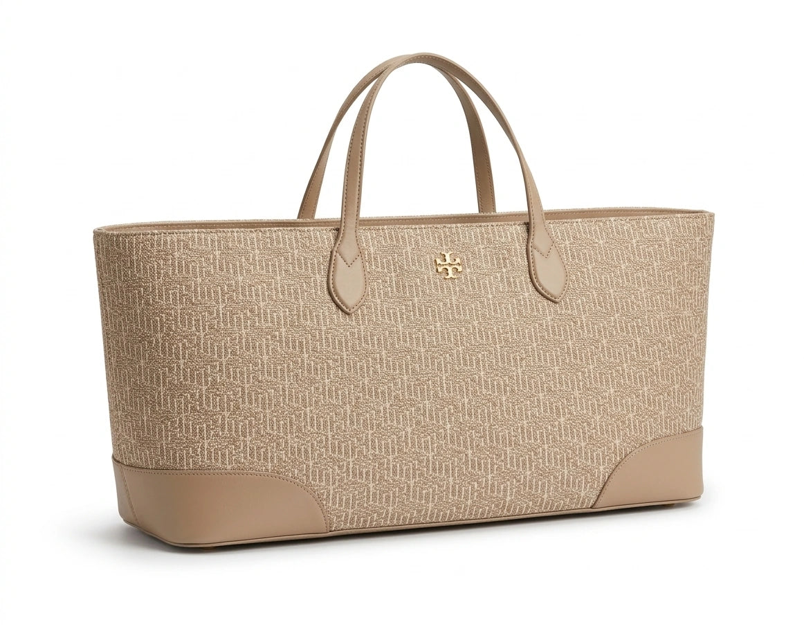 Tory Burch Monogram Large Tote Bag - Light Beige Monogram