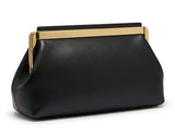 KARL LAGERFELD Smooth Leather Frame Clutch Bag - Black