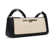KARL LAGERFELD Logo Canvas & Faux Leather Baguette Bag - Black/Ecru