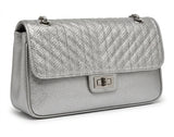 Karl Lagerfeld Quilted Flap Shoulder Bag - Metallic Silver