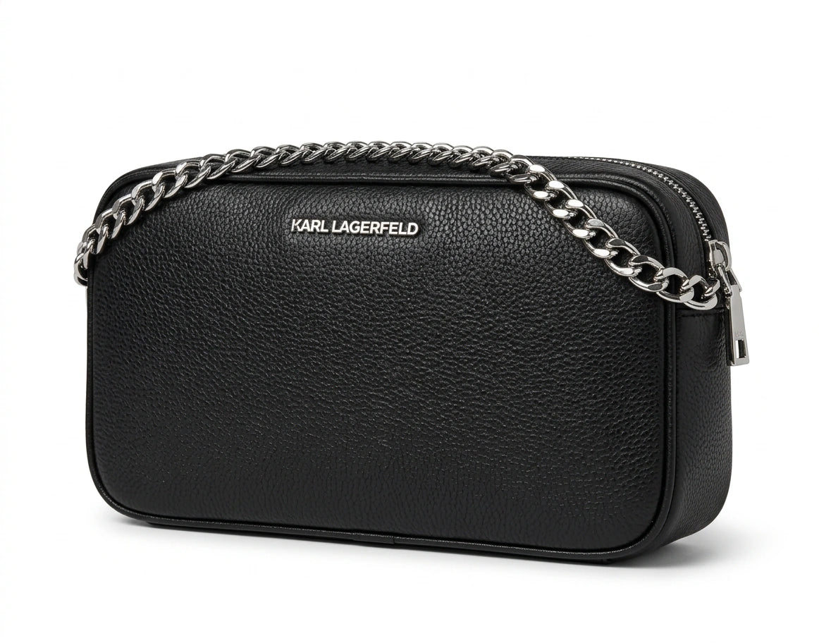 KARL LAGERFELD Women's K/Klassik Leather Chain Crossbody Bag - Black