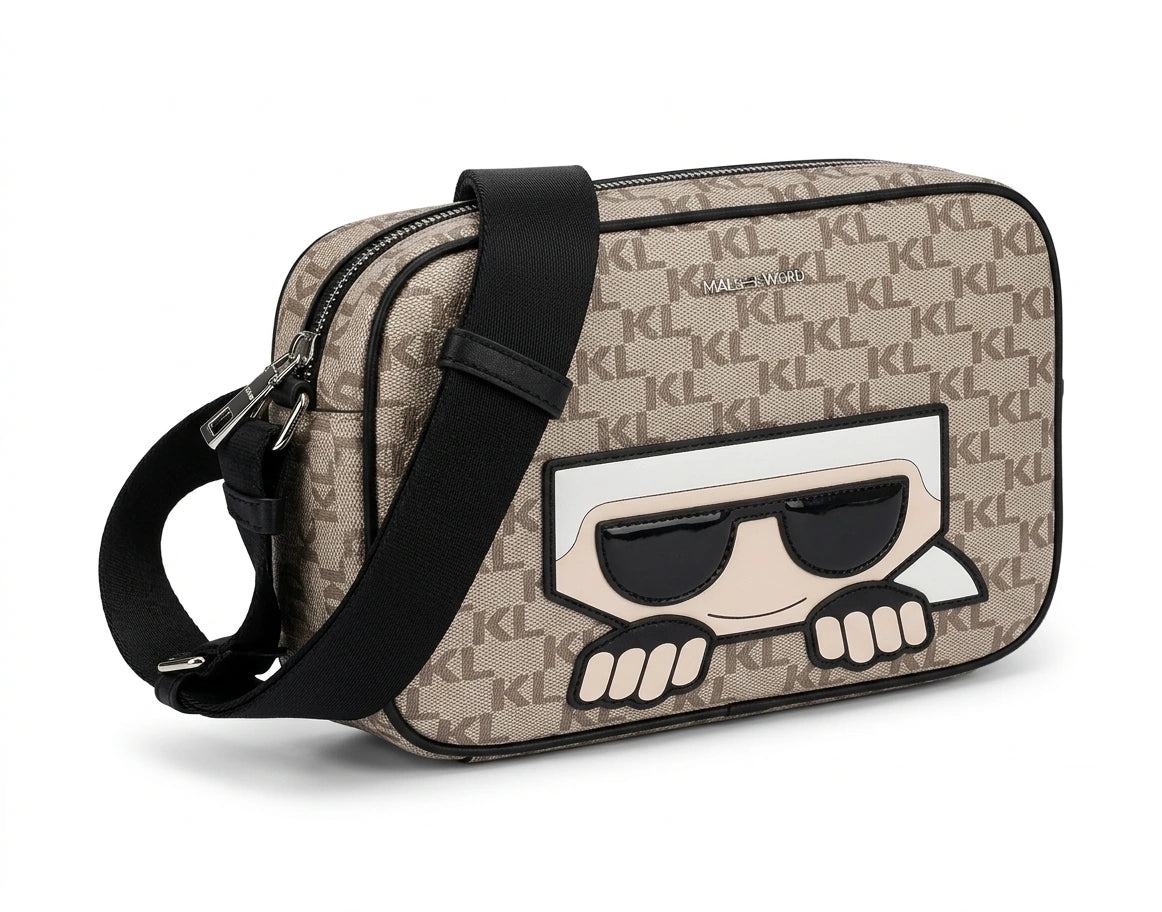 Karl Lagerfeld K/Ikonik Monogram Crossbody Bag - Beige