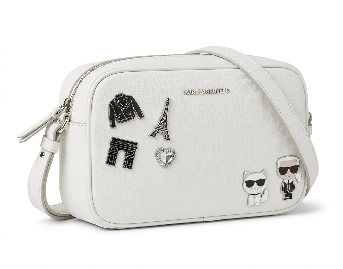 Karl Lagerfeld K/Ikonik Pins Crossbody Bag - White