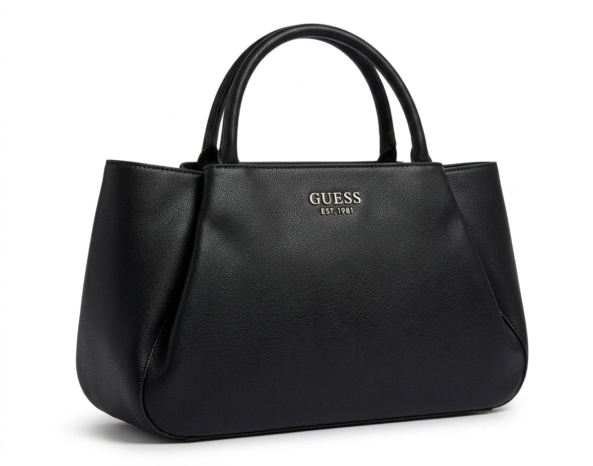 GUESS Women's Textured Logo Top Handle Bag - Black