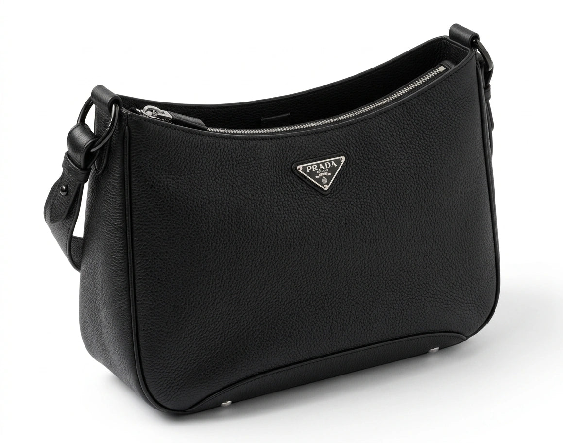 Prada Vitello Daino Shoulder Bag - Black