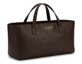 GUESS The Angeles Monogram Embossed Tote Bag - Dark Brown