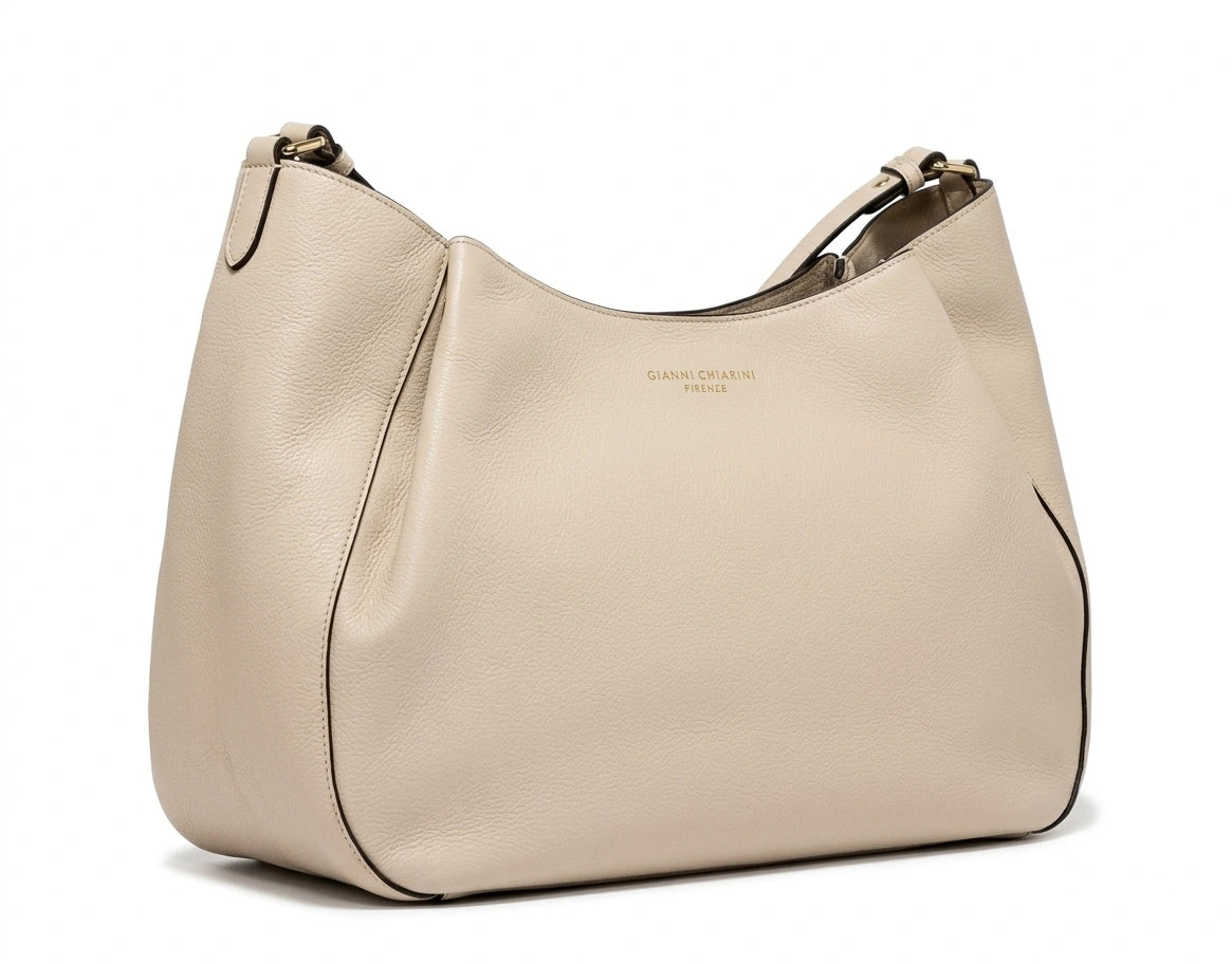 Guess Soft Leather Hobo Bag - Light Beige