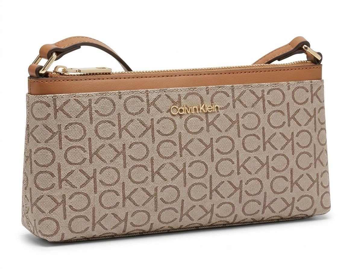 Calvin Klein CK Monogram Crossbody Bag - Monogram Tan