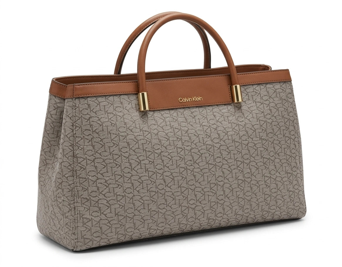 Calvin Klein Women's Monogram Tote Bag - Greige/Tan