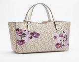 Calvin Klein CK Monogram Floral Printed Tote Bag - Ecru Multi