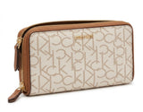 Calvin Klein Women's Double Zip Monogram Wallet - Beige