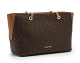 Calvin Klein Monogram Chain Handle Tote Bag - Brown/Tan