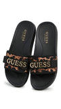 Guess Women's Logo Leopard Print Slides - Black/Leopard