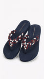 Tommy Hilfiger Women Braided Strap Flip Flops - Navy Multi