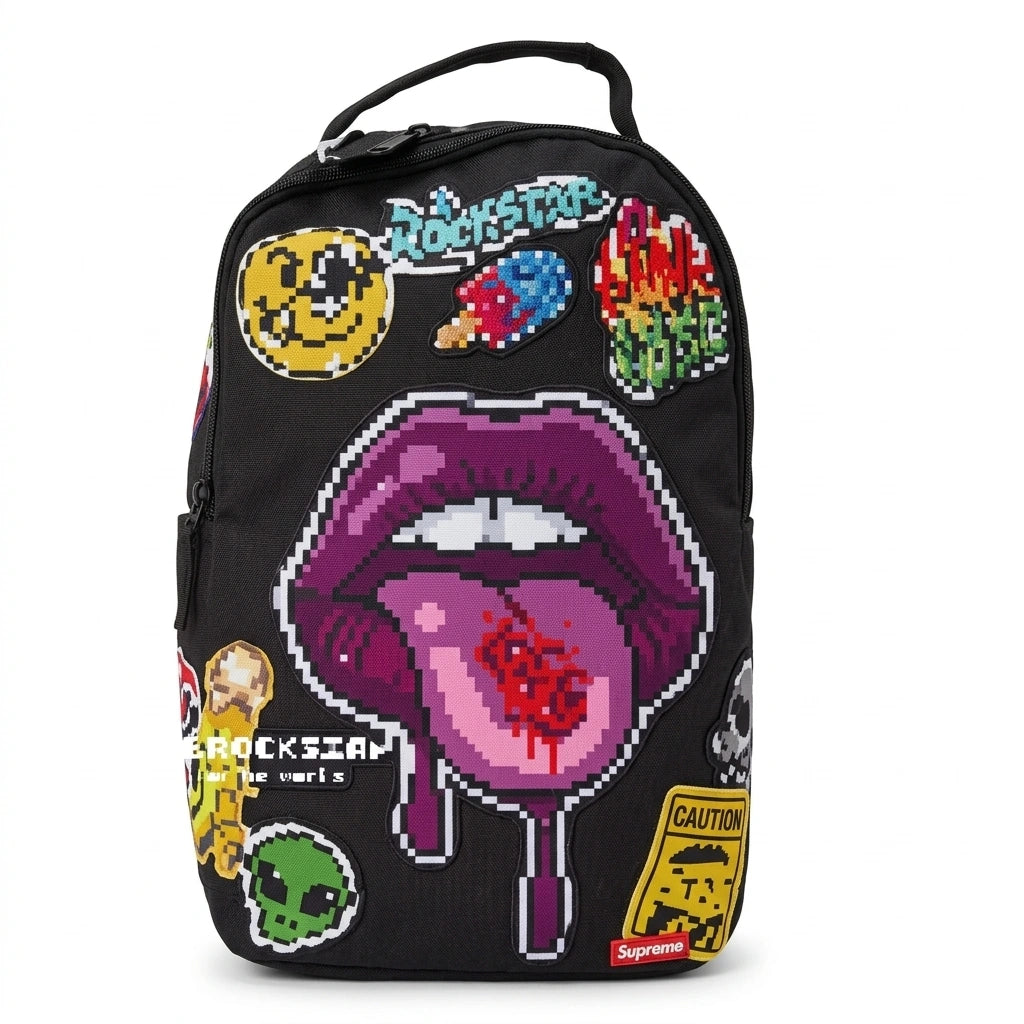 Sprayground x Supreme Pixelated Lips Lunch Box - Black