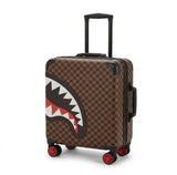 Sprayground Damier Ebene Shark Mouth Rolling Carry-On Suitcase - Brown