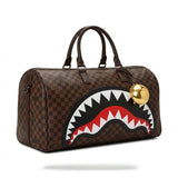 Sprayground Shark Mouth Checkerboard Duffle Bag - Brown