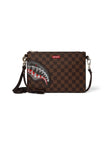 Sprayground Shark Checkered Clutch Bag - Brown