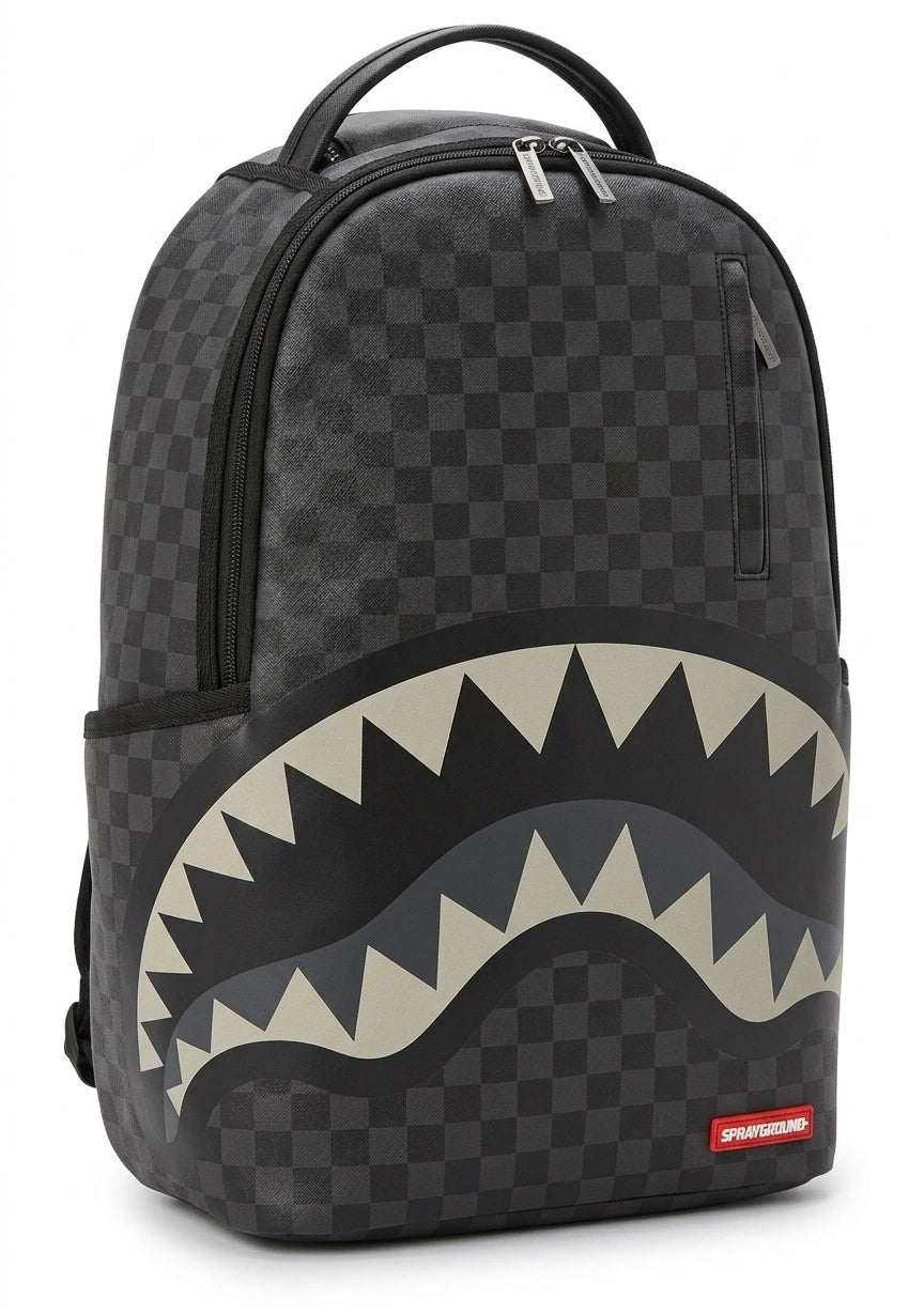 SPRAYGROUND Shark Mouth Checkered Backpack - Black Grey