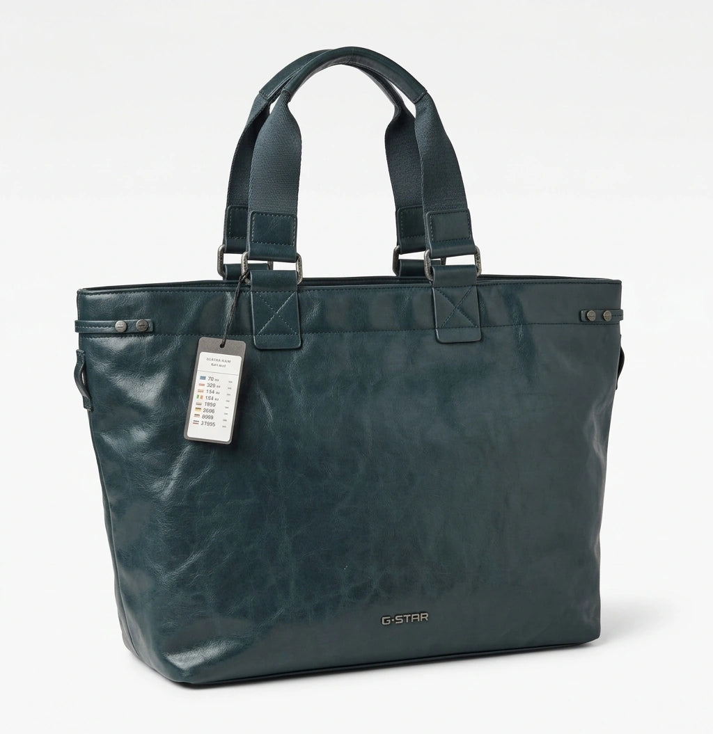 G-STAR Faux Leather Tote Bag - Petrol Blue
