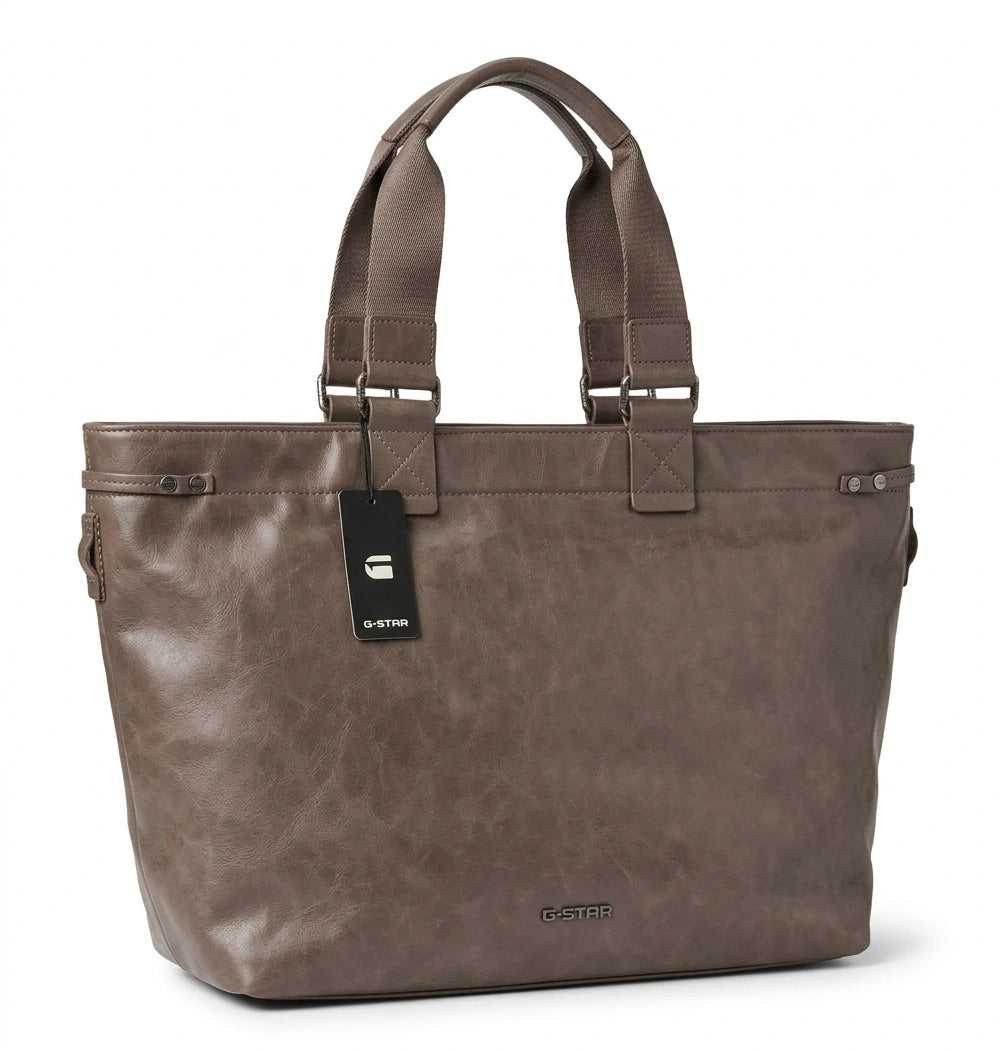 G-STAR Unisex Faux Leather Tote Bag - Mink Brown