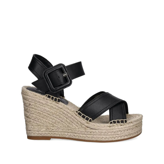 BOSS cross-strap wedge espadrilles
