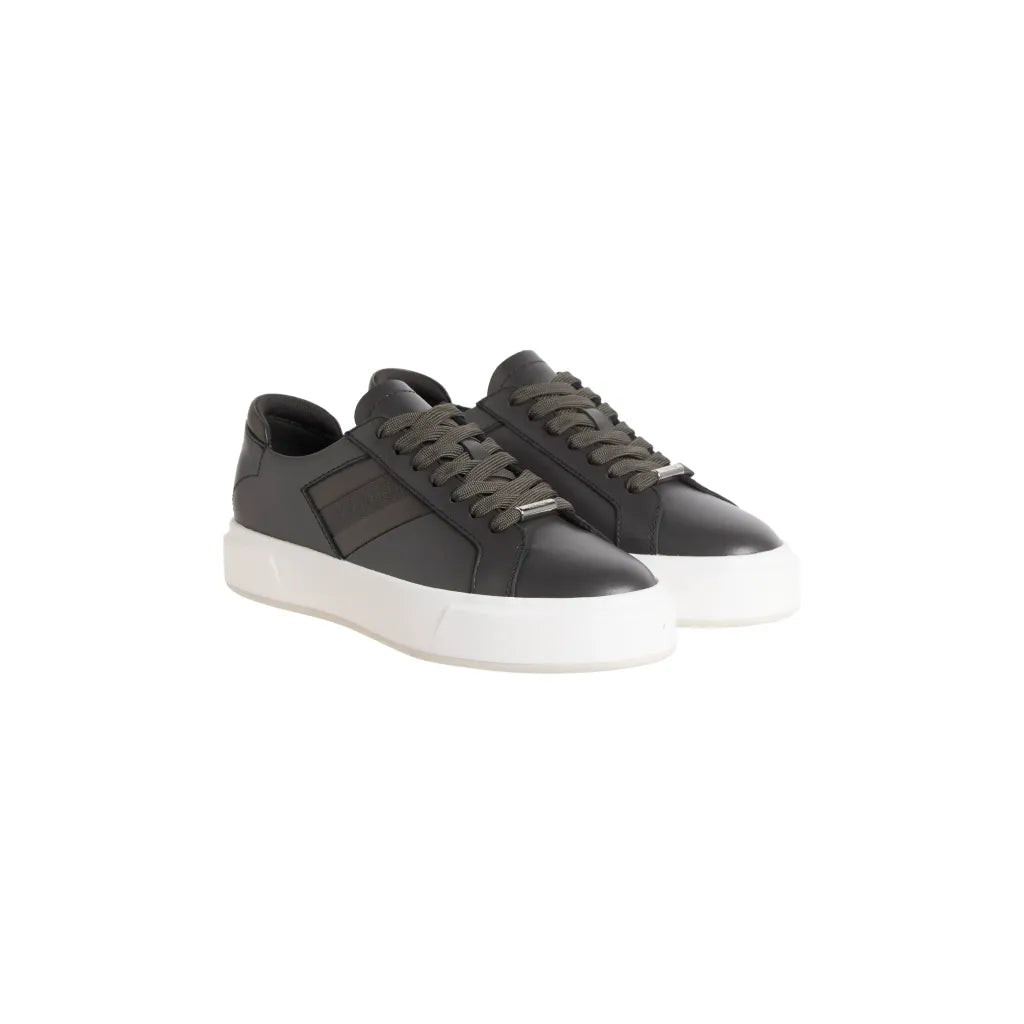 Calvin Klein BASKET CUPS LACE UP LOGO TAPE Grey Women's Casual Athletic Shoes