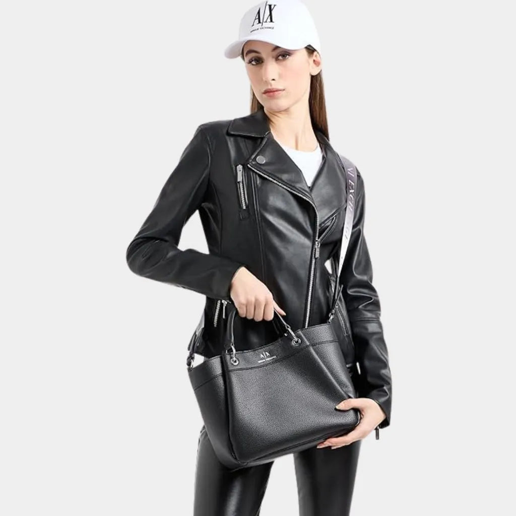 Armani Exchange Medium Top Handle Tote Bag Women - Blk