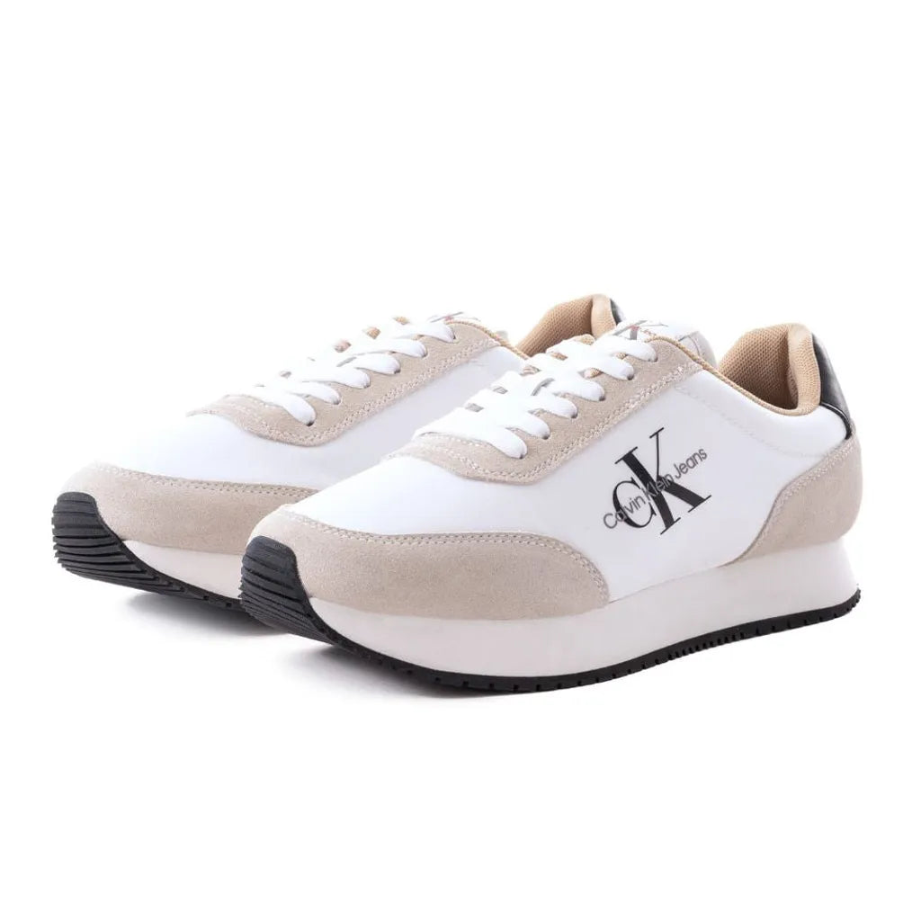 Calvin Klein Jeans Retro Runner SU-NY Mono Trainer - White/Beige/Black