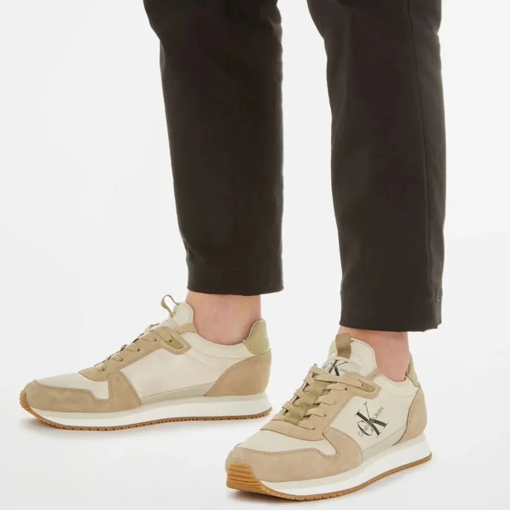 Calvin Klein Jeans Runner Sock Laceup Trainer - Beige