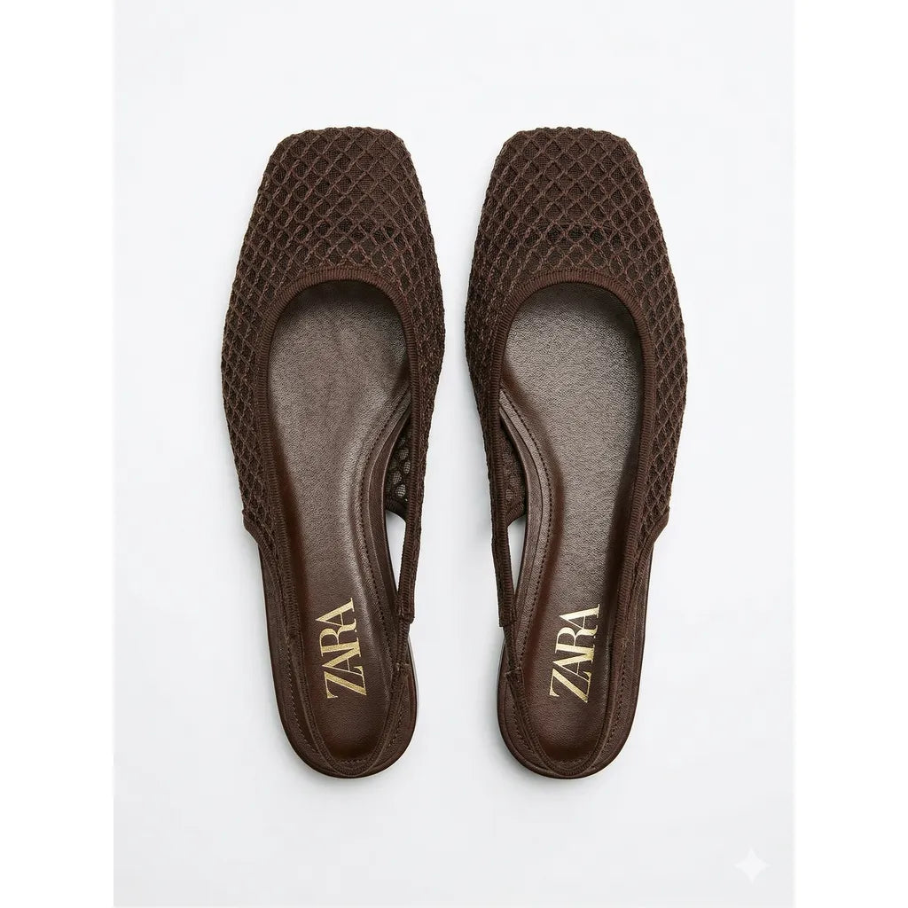 Chocolate Brown Mesh Flats