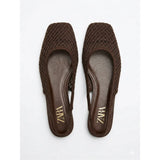 Chocolate Brown Mesh Flats