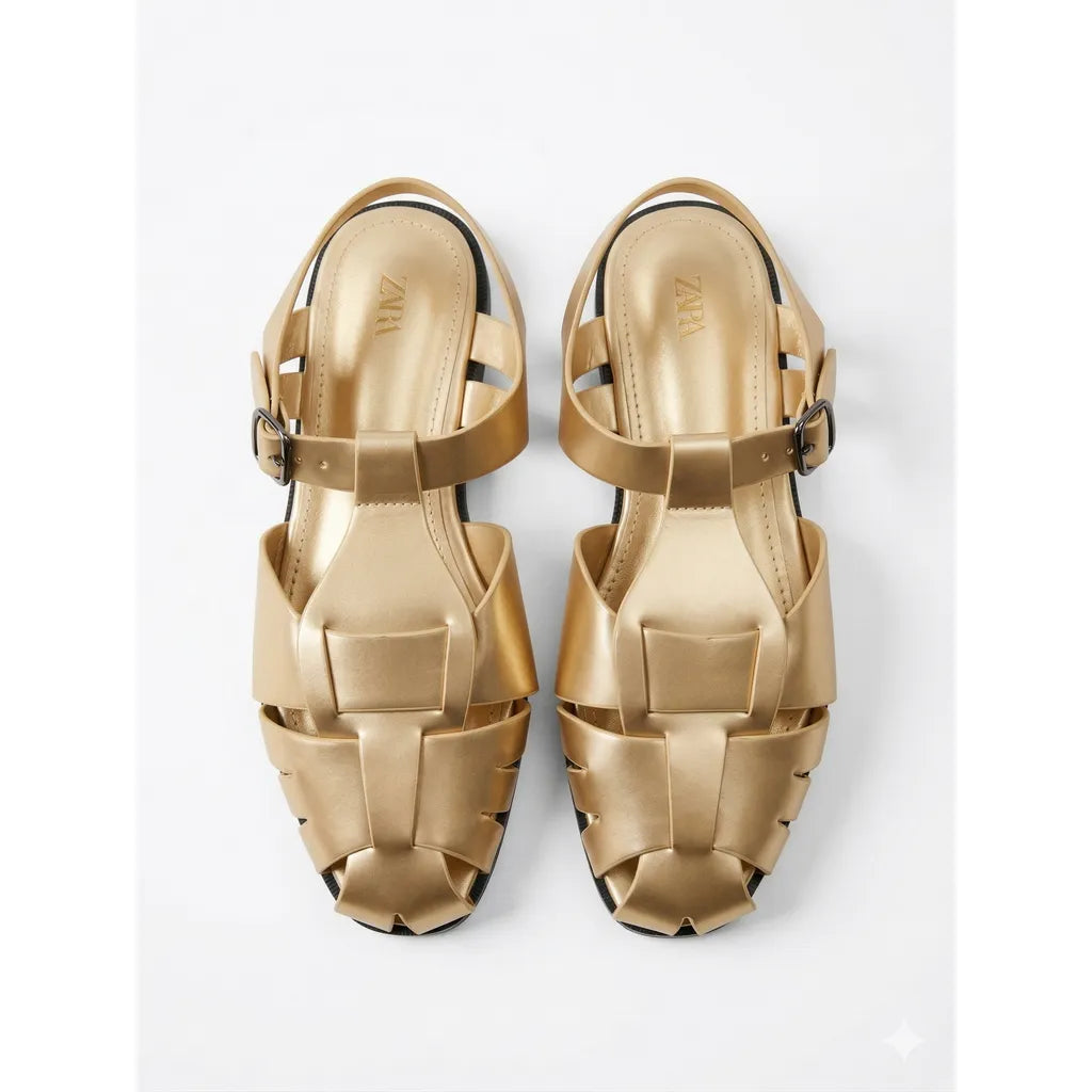 Champagne Gold Buckle Sandals