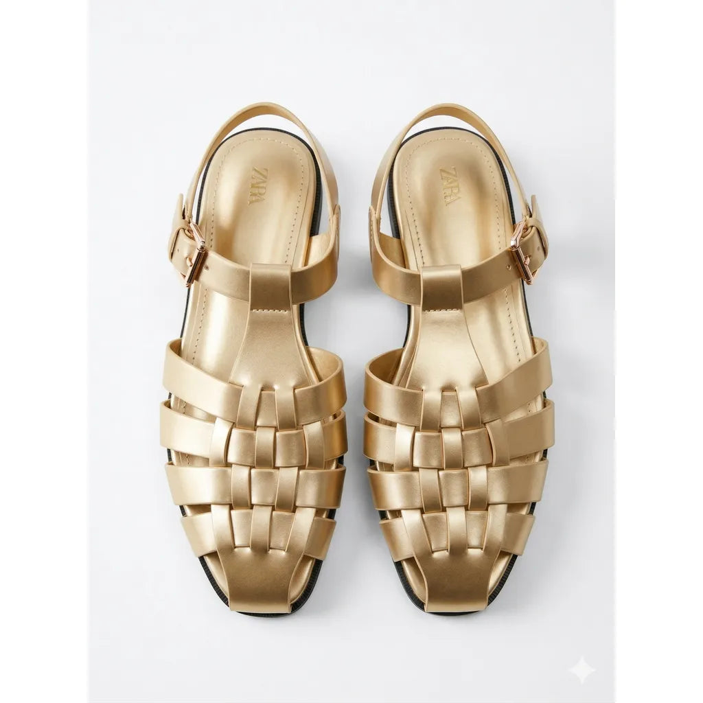 Metallic Gold Cage Sandals